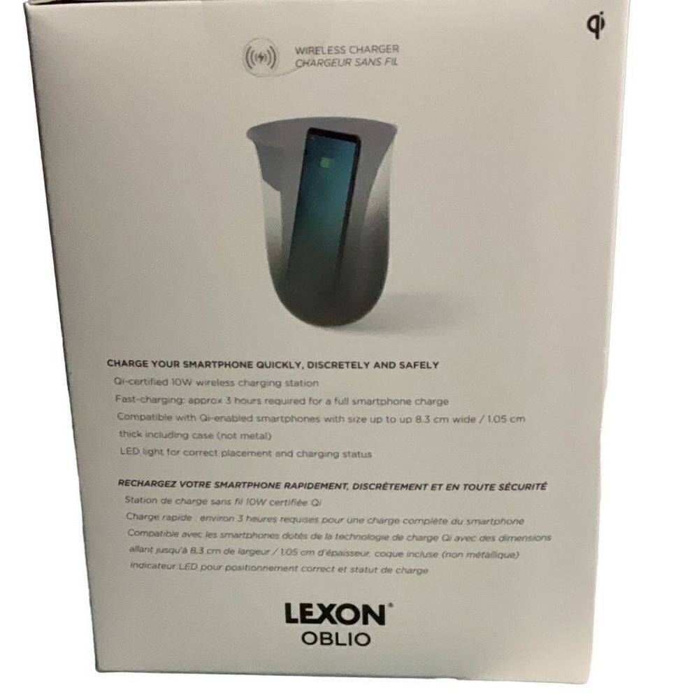 Lexon OBLIO Dark Blue Wireless 2 in 1 Phone Charger UV Sanitizer QI certified - Picture 3 of 4